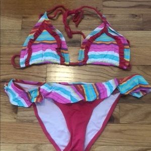 Colorful ruffle bikini